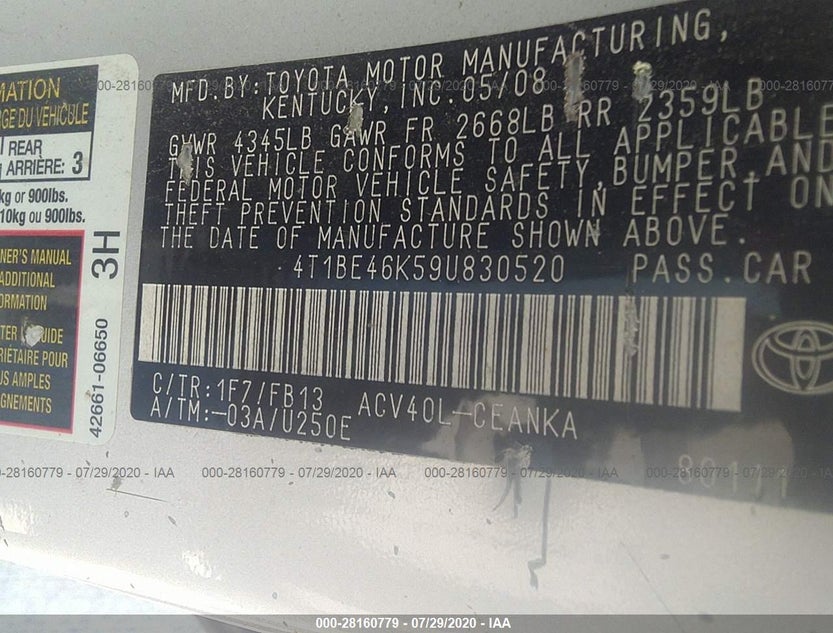 4T1BE46K59U830520