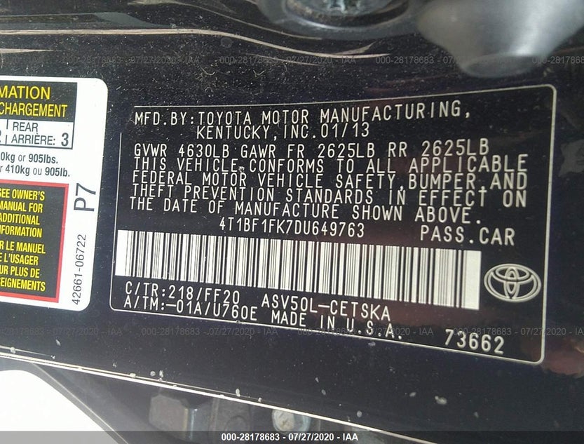 4T1BF1FK7DU649763