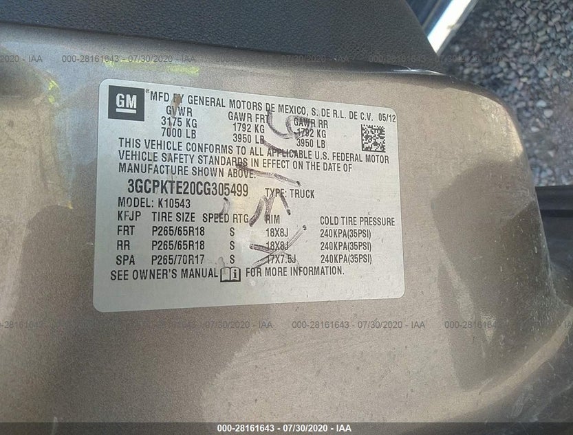 3GCPKTE20CG305499