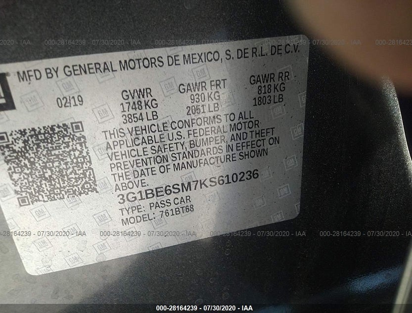 3G1BE6SM7KS610236