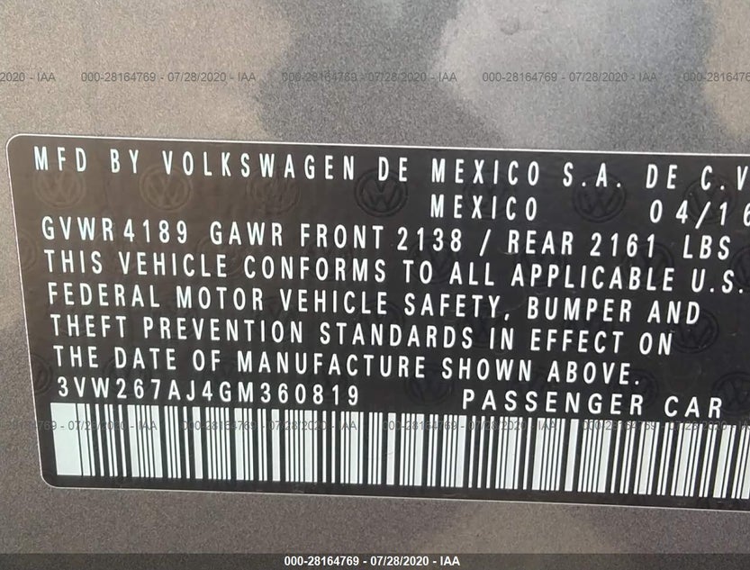 3VW267AJ4GM360819