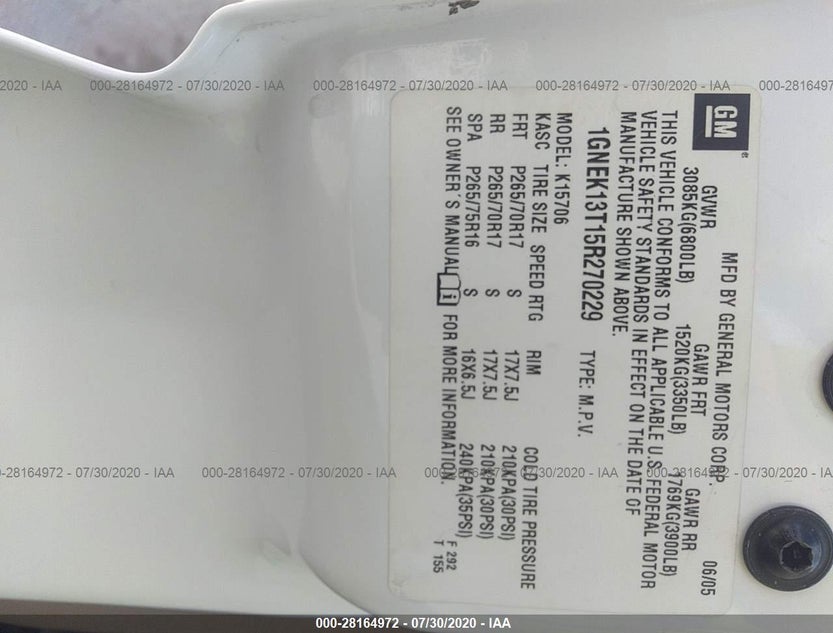 1GNEK13T15R270229