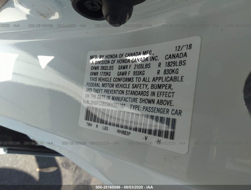 2HGFC3B33KH351107