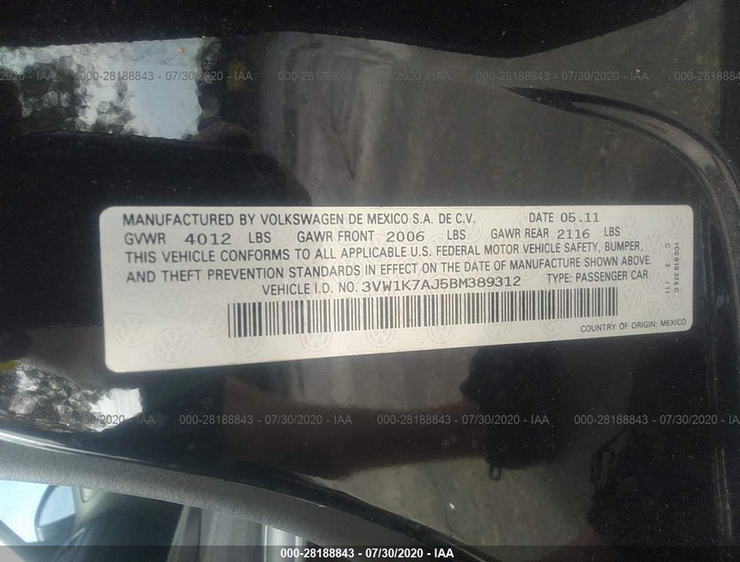 3VW1K7AJ5BM389312
