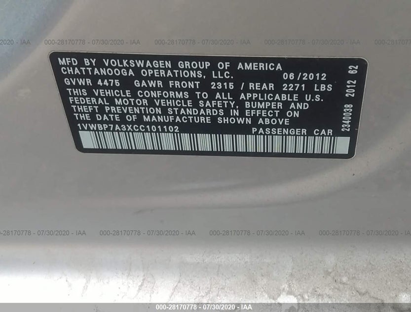 1VWBP7A3XCC101102