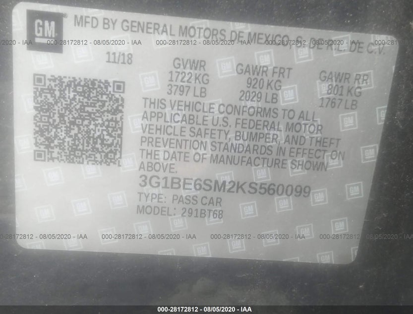 3G1BE6SM2KS560099