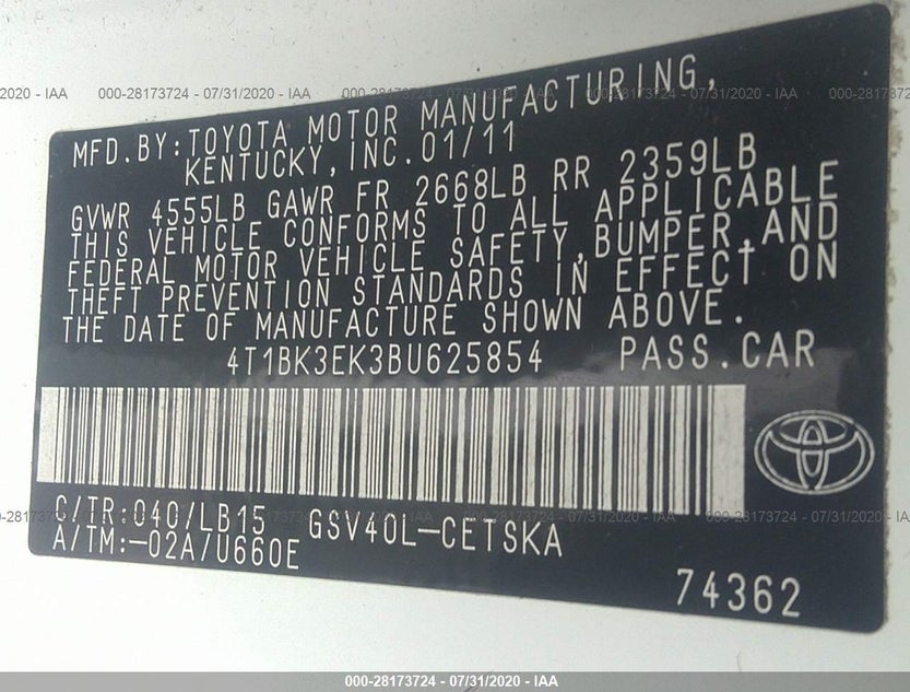 4T1BK3EK3BU625854