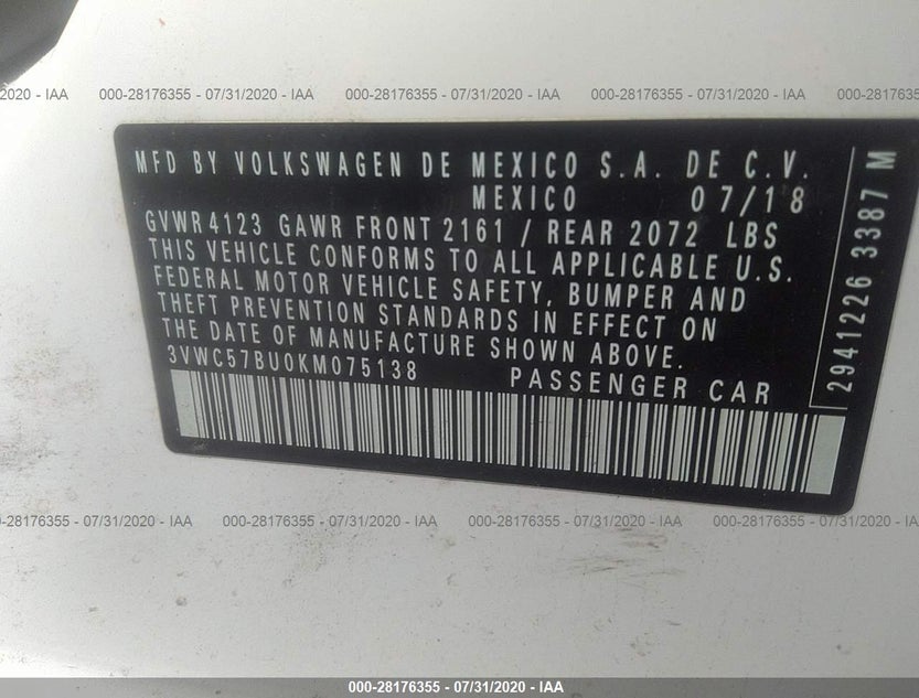 3VWC57BU0KM075138