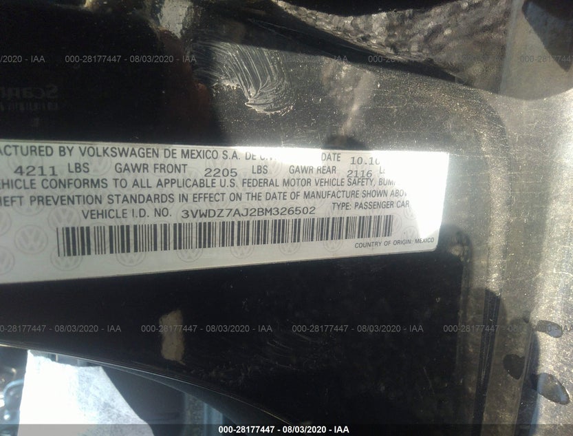 3VWDZ7AJ2BM326502