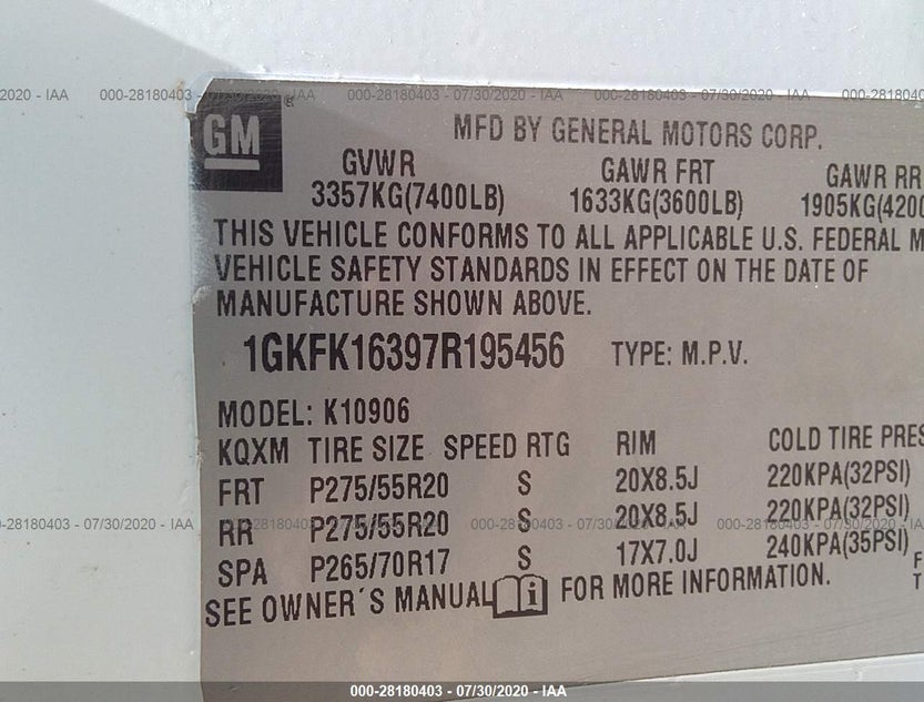 1GKFK16397R195456
