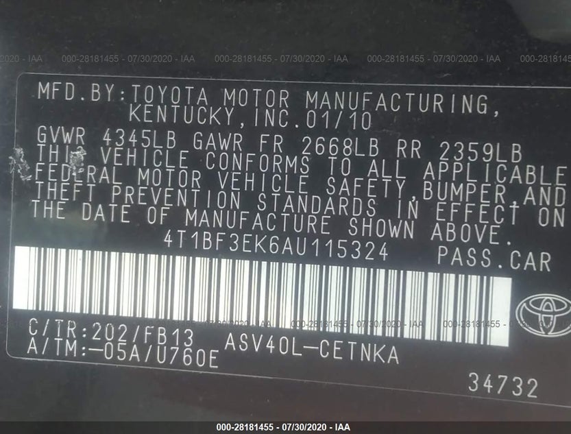 4T1BF3EK6AU115324