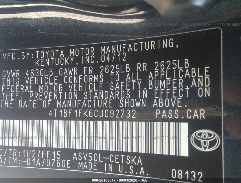 4T1BF1FK6CU092732