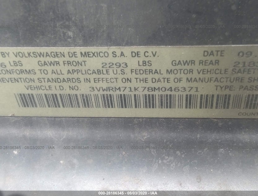 3VWRM71K78M046371