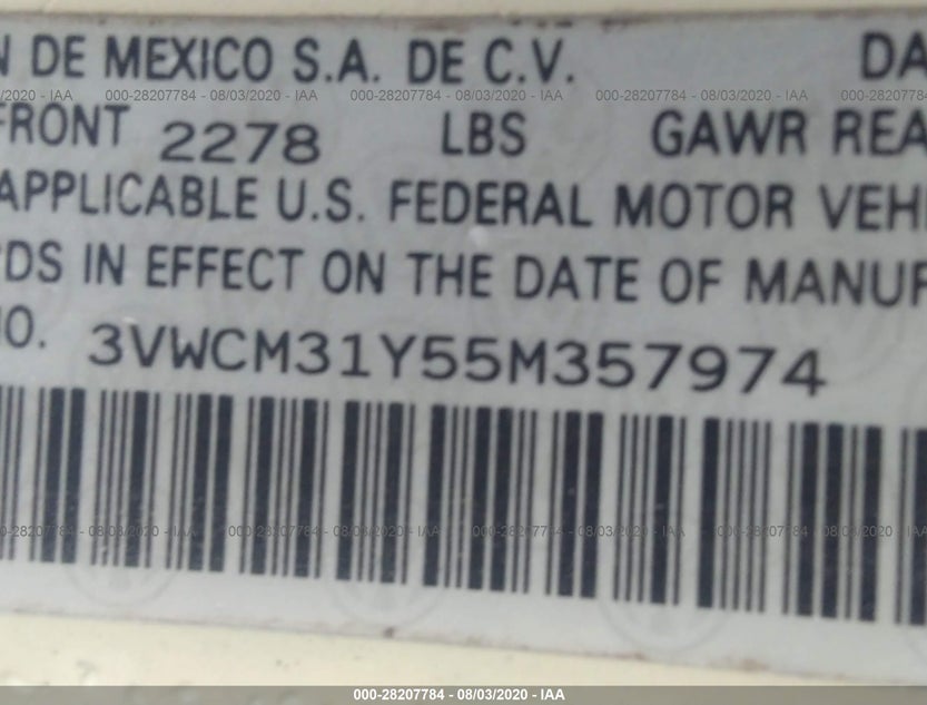 3VWCM31Y55M357974