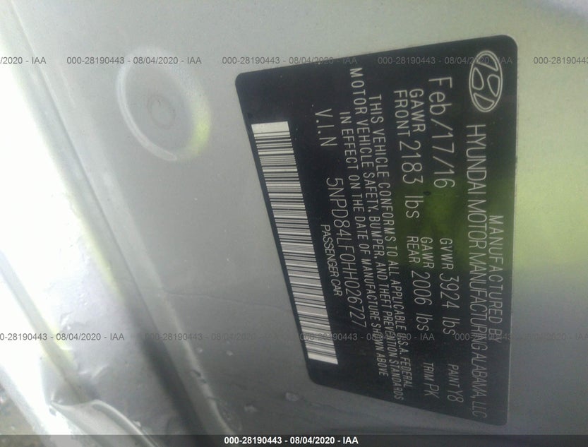 5NPD84LF0HH026727