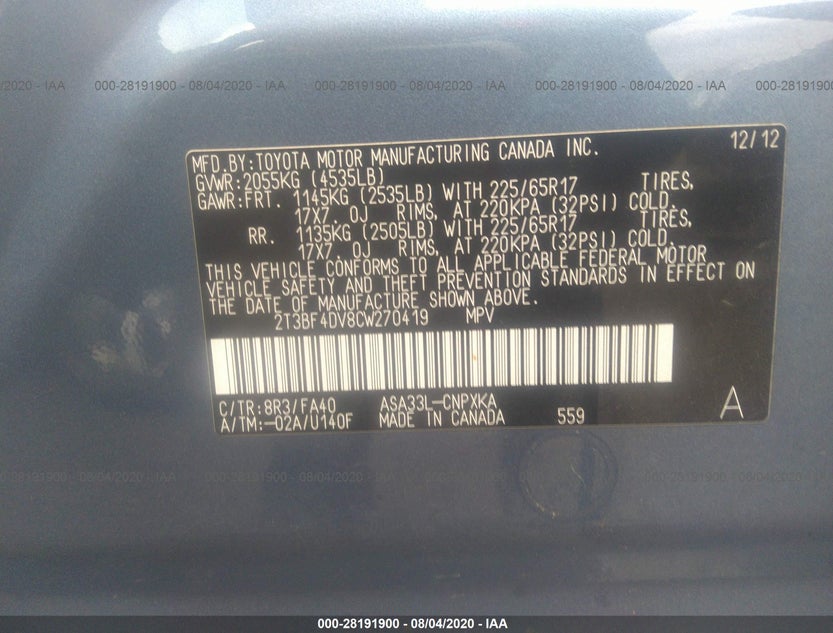 2T3BF4DV8CW270419
