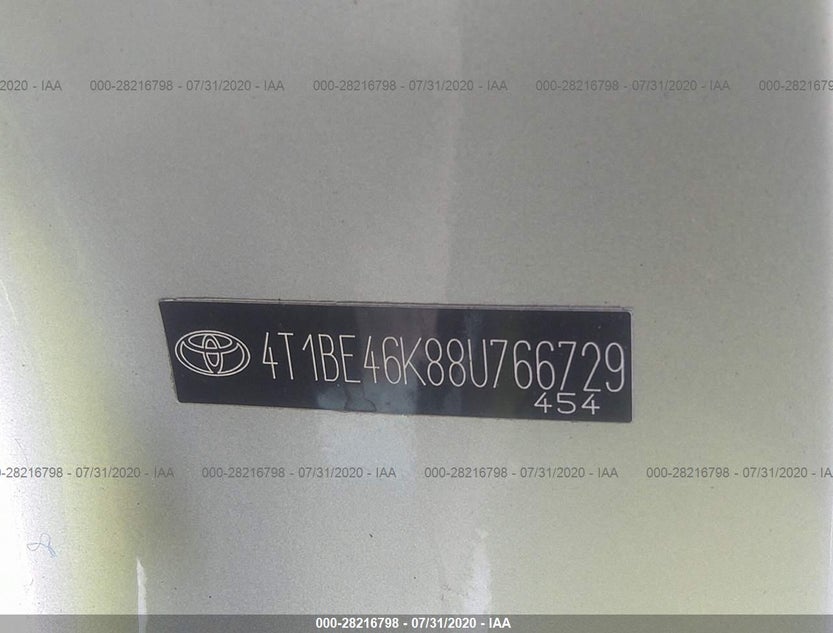 4T1BE46K88U766729