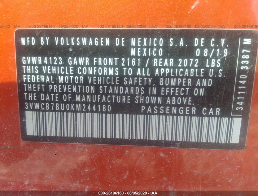3VWCB7BU0KM244180