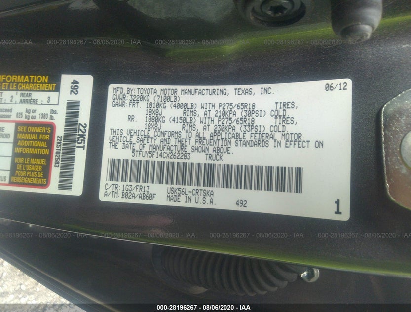 5TFUY5F14CX262283