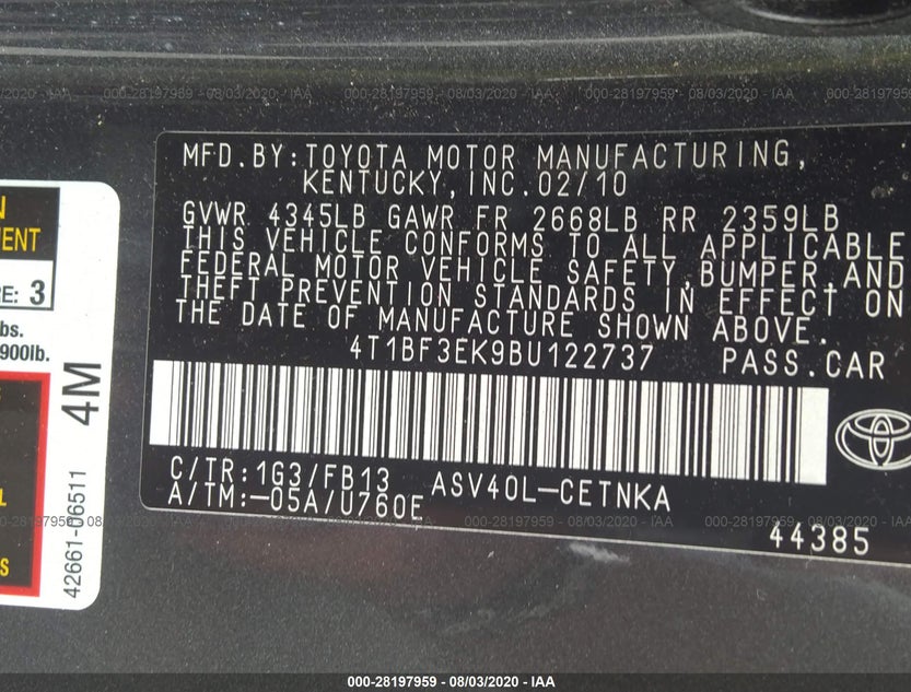4T1BF3EK9BU122737