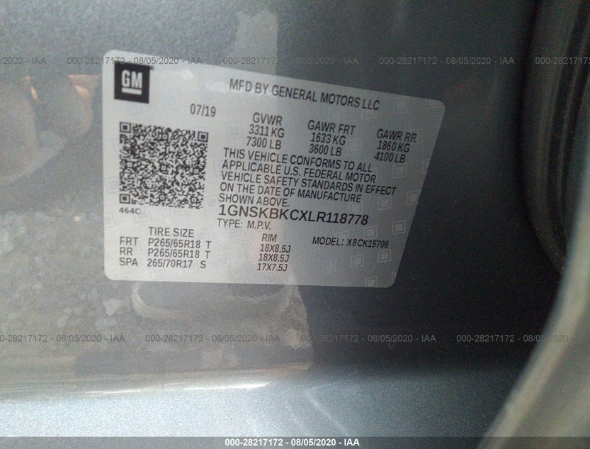 1GNSKBKCXLR118778