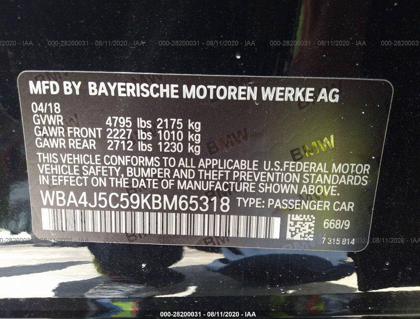 WBA4J5C59KBM65318