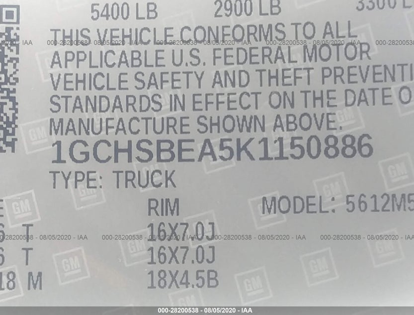1GCHSBEA5K1150886