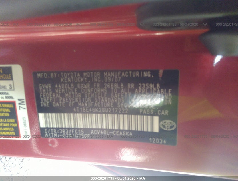4T1BE46K28U217222