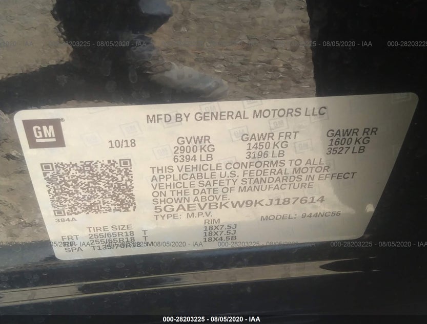 5GAEVBKW9KJ187614