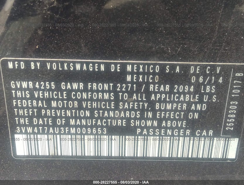 3VW4T7AU3FM009653