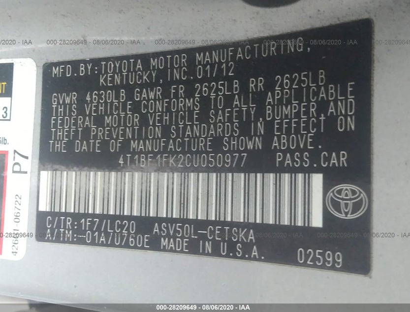 4T1BF1FK2CU050977