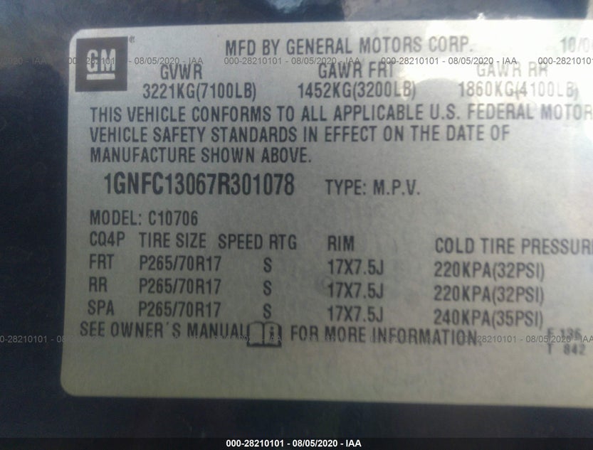 1GNFC13067R301078