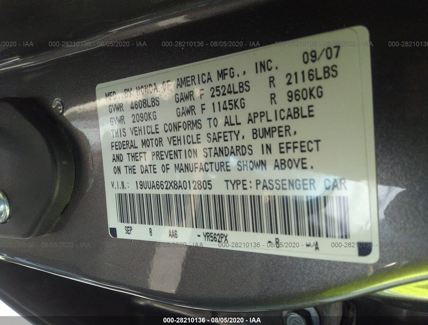 19UUA662X8A012805