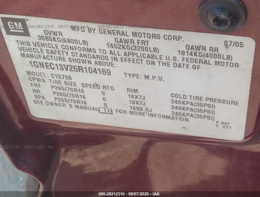 1GNEC13V26R104169