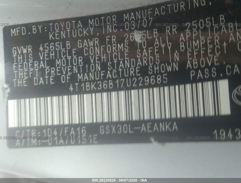 4T1BK36B17U229685