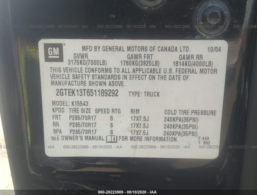 2GTEK13T651189292