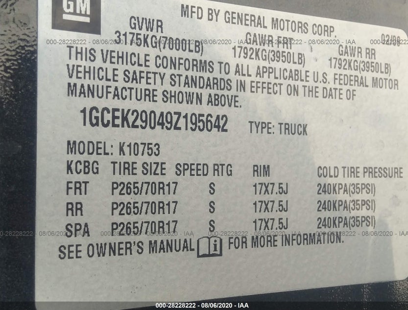 1GCEK29049Z195642