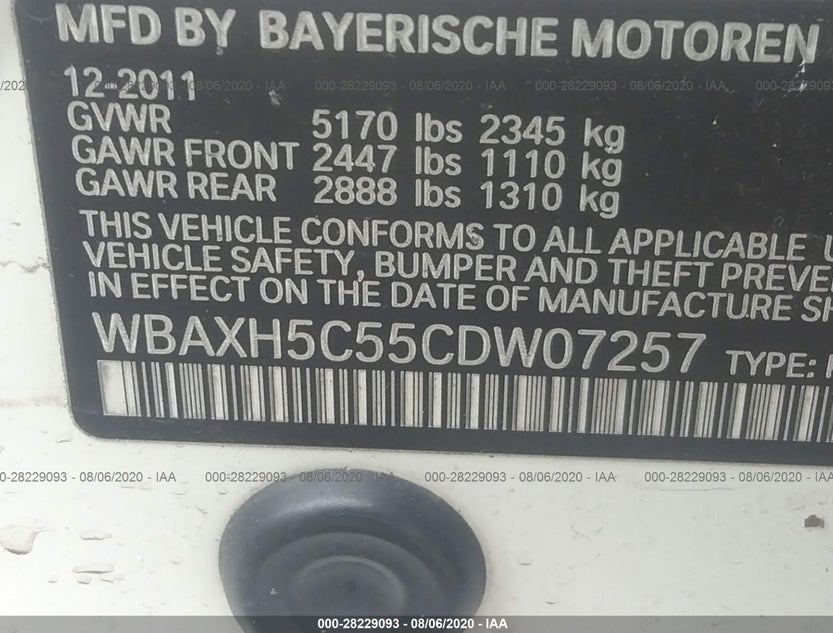 WBAXH5C55CDW07257