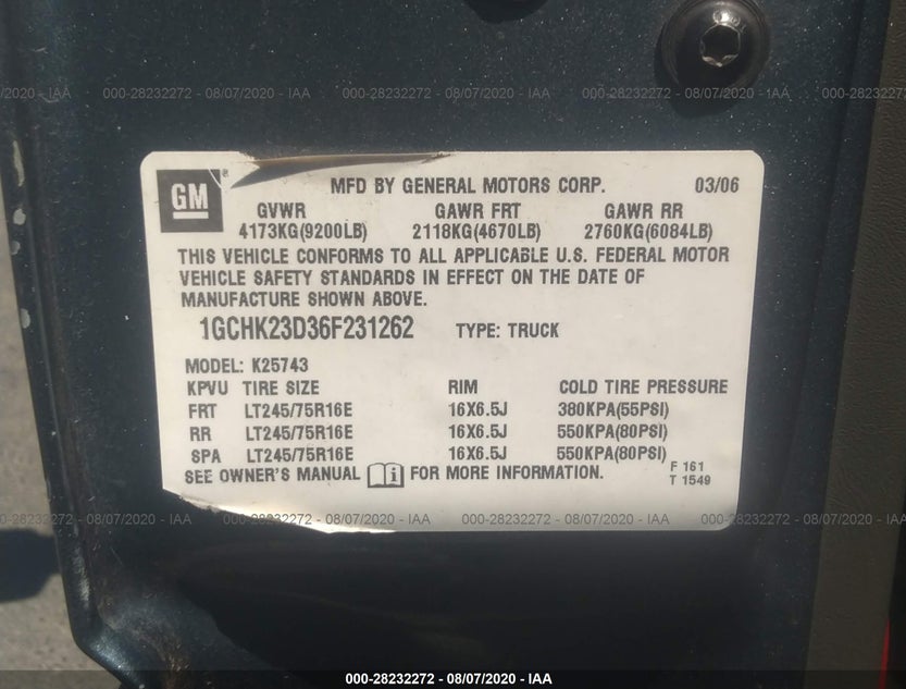 1GCHK23D36F231262