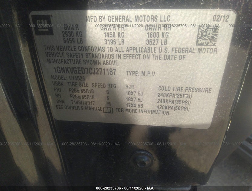 1GNKVGED7CJ271187