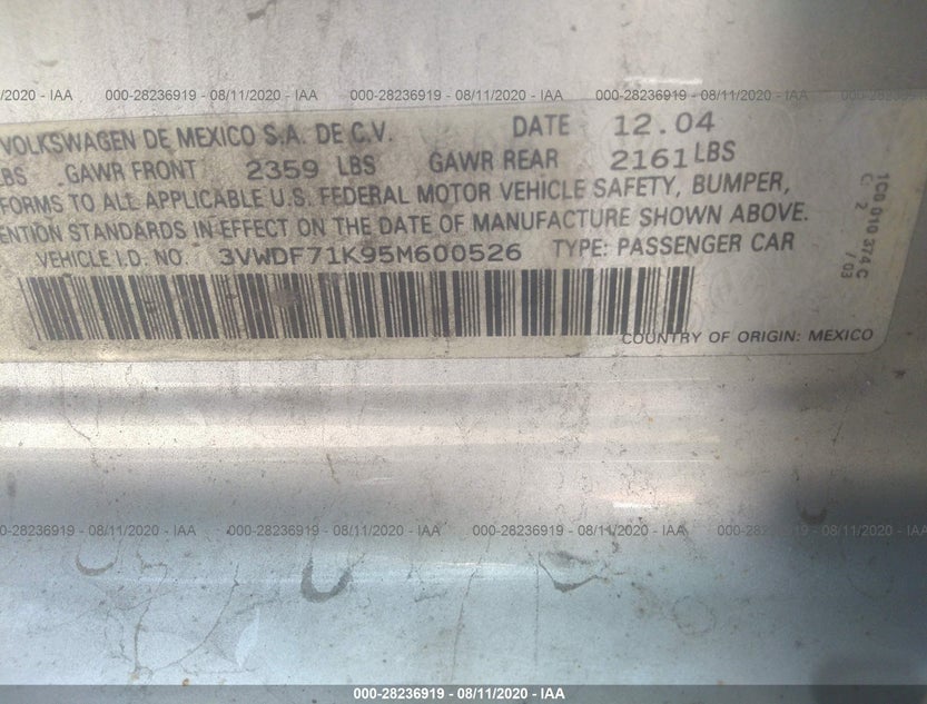 3VWDF71K95M600526