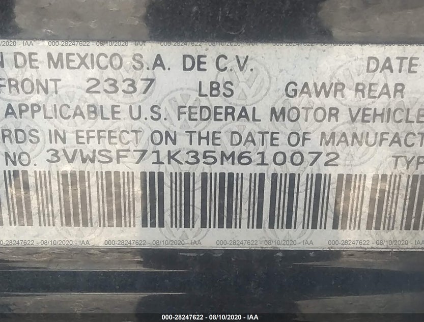 3VWSF71K35M610072