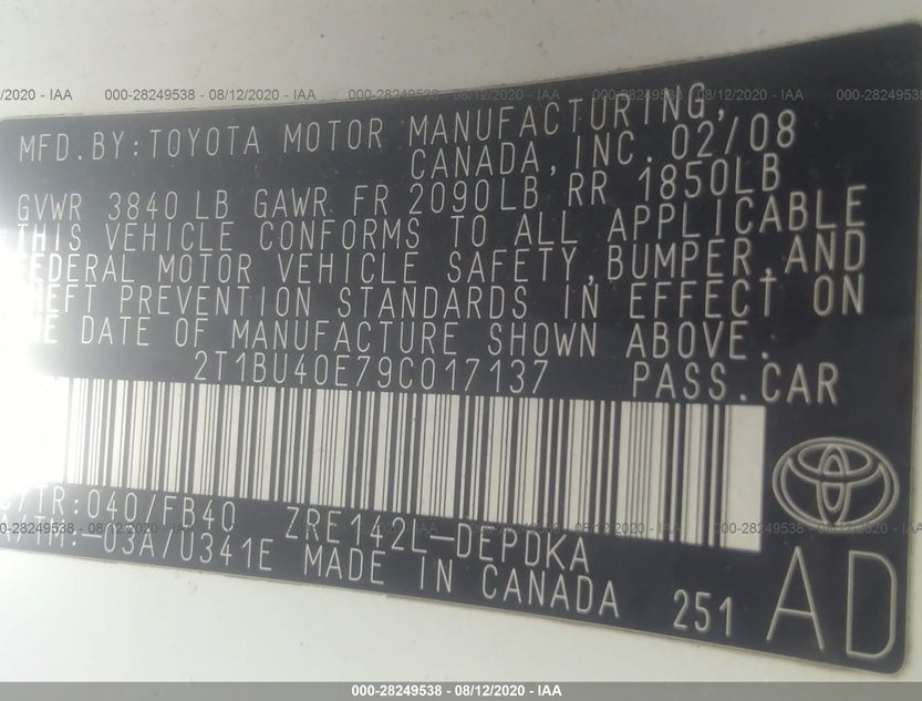 2T1BU40E79C017137