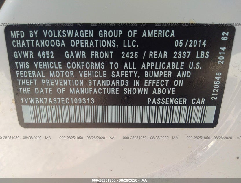 1VWBN7A37EC109313