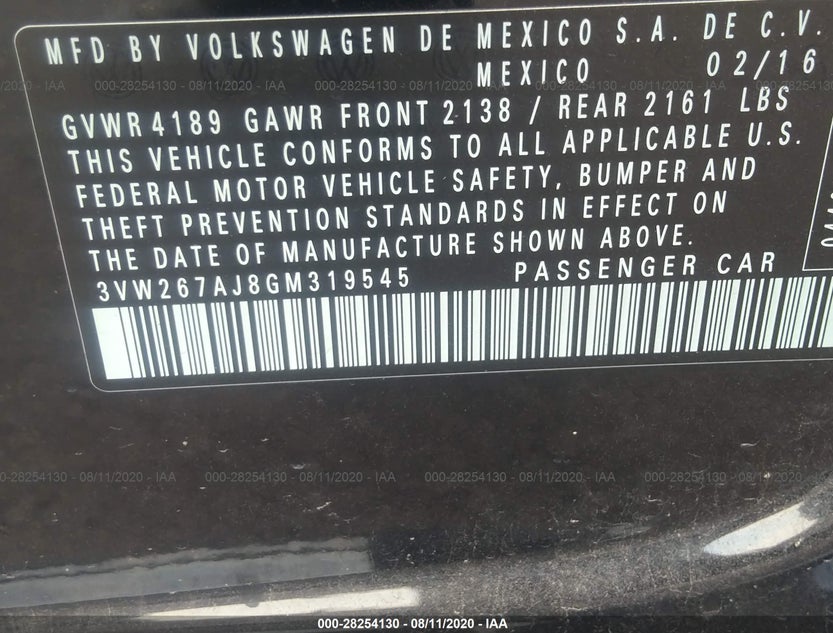 3VW267AJ8GM319545