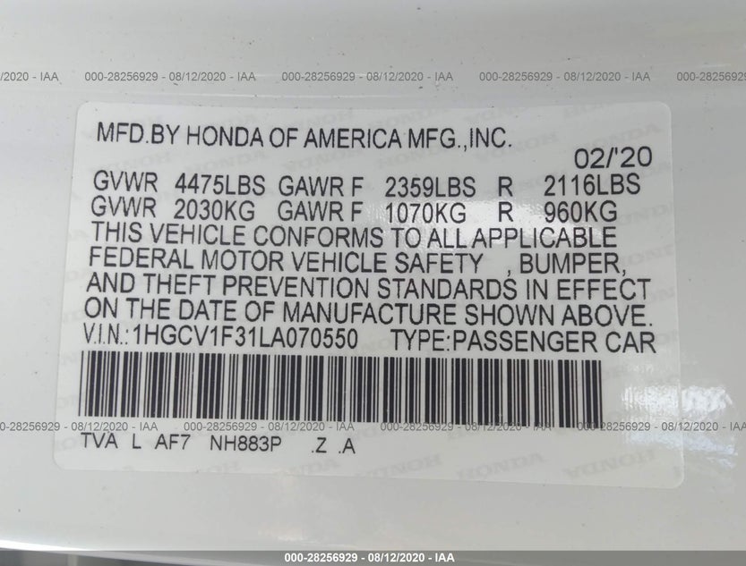 1HGCV1F31LA070550