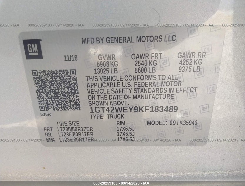 1GT42WEY9KF183489