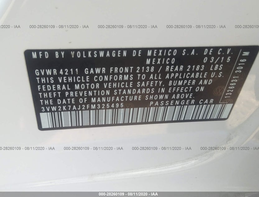 3VW2K7AJ2FM325495