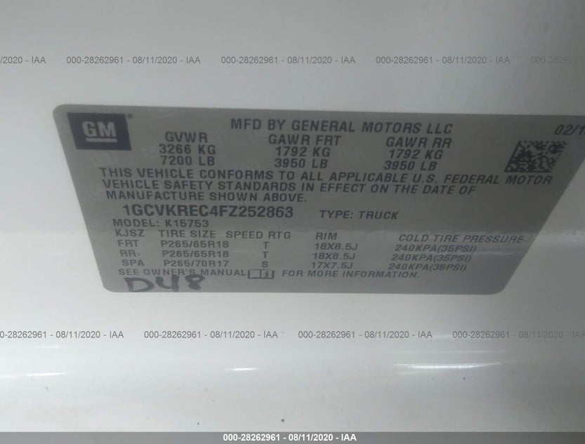 1GCVKREC4FZ252863