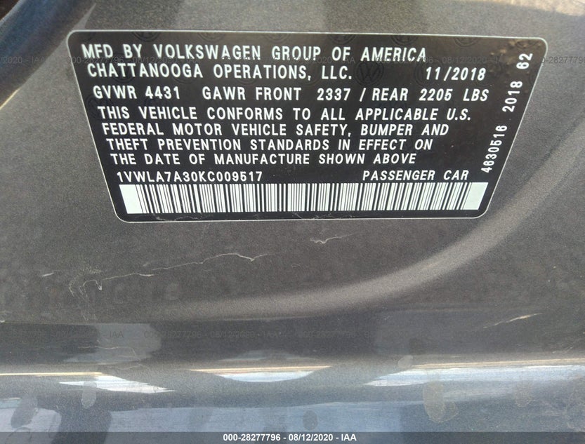 1VWLA7A30KC009517